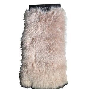 Robert Stanley Pink Faux Fur Christmas Tree Skirt 48" Circle Candy Ballet Pastel